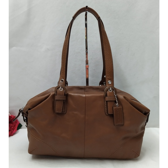 Coach Handbags - Coach Brown Soft Leather Double Handles Zipper Closure Satchel Shoulder Bag